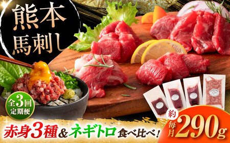 【全3回定期便】【熊本特産】赤身馬刺し3種とネギトロの詰め合わせ 3891[BHAD066]