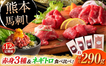 【全12回定期便】【熊本特産】赤身馬刺し3種とネギトロの詰め合わせ 3891[BHAD068]