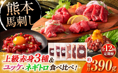 【全12回定期便】「本場・熊本の味」 上級赤身馬刺し3種とユッケネギトロの詰め合わせ 3892 馬刺し[BHAD071]