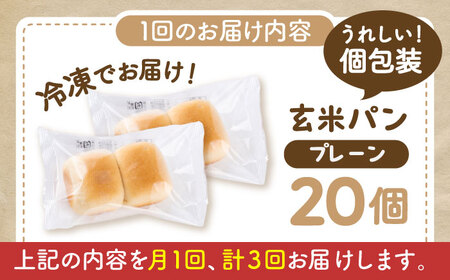 全3回定期便 玄米パン( グルテンフリー ) プレーン20個セット BHAF005 グルテンフリー