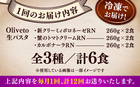 全12回定期便 生パスタ3種類×2食(計6食) 冷凍パスタ BHAY009