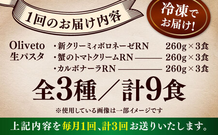 全3回定期便 生パスタ3種類×3食(計9食) 冷凍パスタ BHAY010