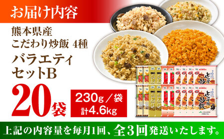 【全3回定期便】熊本県産 こだわり炒飯 バラエティセットＢ 計4.6kg(230g×20袋) 冷凍食品 炒飯[BHCS041]