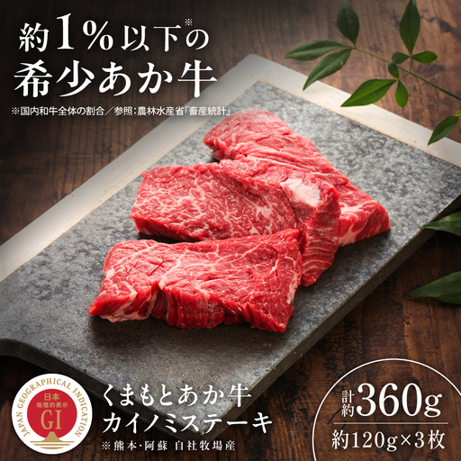 【GI認証】くまもとあか牛カイノミステーキ 約120g×3枚 カイノミステーキ BHAS010