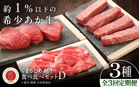【全3回定期便】【GI認証】くまもとあか牛 食べ比べD あか牛 ステーキ BHAS029