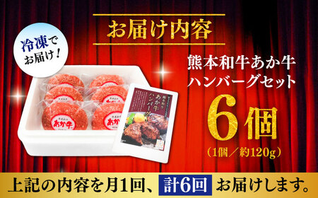 全6回定期便 熊本和牛 あか牛 ハンバーグ セット 約120g×6個 あか牛 ハンバーグ BHAS034