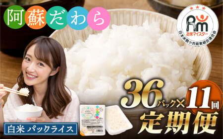 【11回定期便】 阿蘇だわら パックライス  1回あたり200g×36パック 熊本県 高森町 お米 米