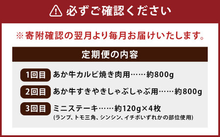 熊本 あか牛 ファミリー 3か月 定期便 計約2,080g