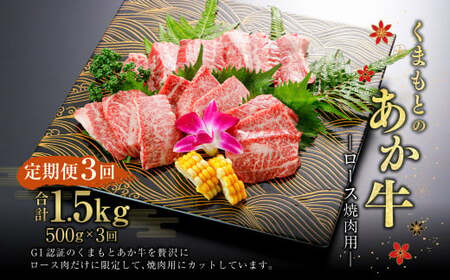 定期便3回【GI認証】くまもとの あか牛 ロース 焼肉用 500g 計1.5kg G59Q3