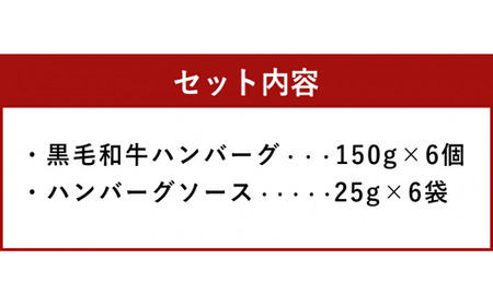 九州産 黒毛和牛ハンバーグ(150g×6)合計900g デミグラスソース付き