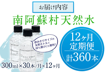 【12か月定期便】南阿蘇村 天然水 300mlボトル×30本（スタイリッシュラベル） 12回お届けで計360本！ハイコムウォーター 《お申込み月の翌月から出荷開始》 熊本県南阿蘇村 天然水