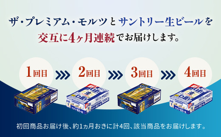 FK7-0159_【プレミアムモルツ・サントリー生ビール交互4回定期便】各350ml ×24本 熊本県 嘉島町 ビール ギフト 贈り物 酒 アルコール