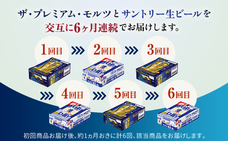 FK7-0160_【プレミアムモルツ・サントリー生ビール交互6回定期便】各350ml ×24本 熊本県 嘉島町 ビール ギフト 贈り物 酒 アルコール