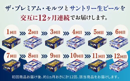 FK7-0163_【プレミアムモルツ・サントリー生ビール交互12回定期便】各350ml ×24本 熊本県 嘉島町 ビール ギフト 贈り物 酒 アルコール