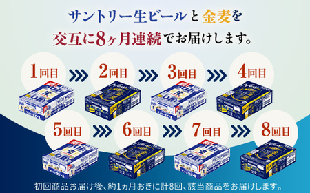 FK7-0173_【サントリー生ビール・金麦交互8回定期便】各350ml ×24本 熊本県 嘉島町 ビール ギフト 贈り物 酒 アルコール