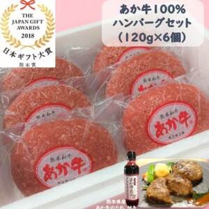 あか牛100%ハンバーグセット(あか牛ハンバーグ120g×6個 あか牛のたれ200ml)(益城町)【配送不可地域：離島】【1436063】