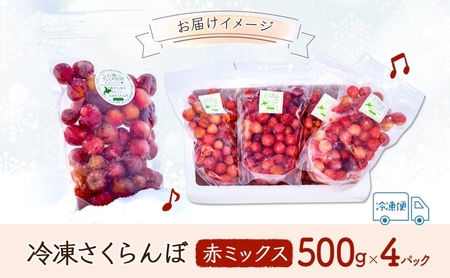 冷凍 さくらんぼ 500g×4パック 赤ミックス 大橋さくらんぼ園 サクランボ チェリー 果物 果物類 フルーツ デザート 完熟 急速冷凍 新鮮 美味しい 人気 冷凍配送 北海道 芦別市