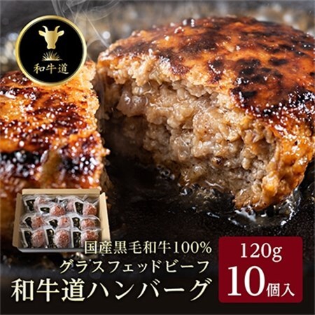 和牛道ハンバーグ120g×10食セット 北海道 大樹町 国産 黒毛和牛 グラスフェッドビーフ_肉 ハンバーグ 牛肉 _【配送不可地域：離島】【1439972】