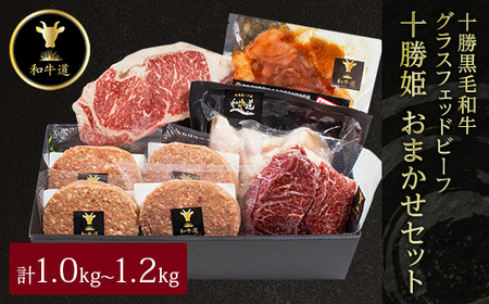十勝姫 おまかせセット 1.0kg～1.2kg 国産 黒毛和牛 グラスフェッドビーフ_肉 黒毛和牛 牛肉 _【配送不可地域：離島】【1441328】