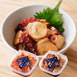 北海道産・タコの醤油漬け150gとキムチ漬け150gのセット合計300g|漁師の手作り_魚介・海産物 タコ  たこ 蛸  魚介・海産物     惣菜・加工品 キムチ 漬物 _【配送不可地域：離島】【1497496】