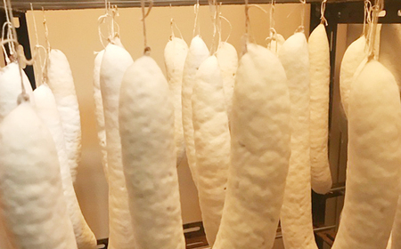 大樹町産 ケンボロー・ホエー豚 白カビサラミソーセージ 2本_肉 ベーコン・サラミ 豚肉 _【配送不可地域:離島】【1535423】