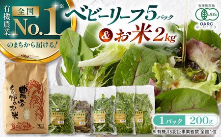 有機野菜 ベビーリーフ (200g×5パック) お米 2kg 計3kgセット 山都町産 産地直送 高原野菜 有機JAS認証取得 詰め合わせ 野菜詰め合わせ 熊本県産有機野菜 山都町産有機野菜 産地直送 高原野菜 新鮮有機野菜 採れたて有機野菜 旬 有機野菜セット 有機野菜食べ比べ 九州産有機野菜 有機野菜 オーガニック ベビーリーフ 有機ベビーリーフ【株式会社 清和ミネラル会】[YBT001]