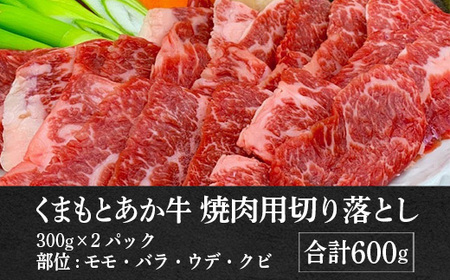 GI認証 くまもとあか牛 焼肉用 あか牛切り落とし 計600g (300g×2P