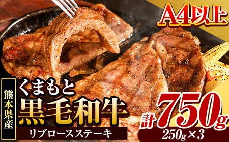 くまもと黒毛和牛 リブロースステーキ 内容量 750g 牛肉 冷凍 《30日以内に出荷予定(土日祝除く)》 くまもと黒毛和牛 黒毛和牛 冷凍庫 個別 取分け 小分け 個包装 ステーキ肉 にも リブロースステーキ