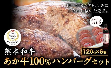 あか牛 100％ハンバーグ 120g×6個 あか牛のたれ付き 熊本県産 あか牛 あかうし 道の駅竜北《60日以内に出荷予定(土日祝除く)》 熊本県 氷川町 タレ付き ハンバーグ 熊本和牛 送料無料