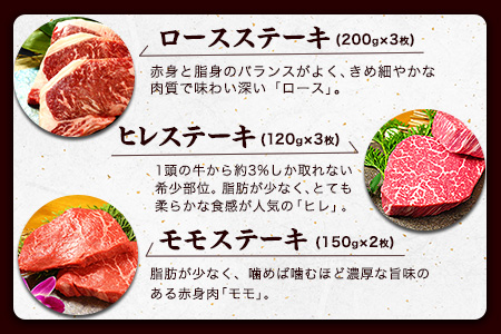 熊本県産 あか牛厳選ステーキセット ロースステーキ200g×3 ヒレ