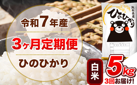 ひのひかり 定期便 令和7年産米 【3ヵ月定期便】白米 定期便 5kg《お申込み翌月から出荷》