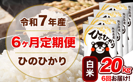 令和7年産 【6ヵ月定期便】 白米 ひのひかり 定期便 20kg 5kg×4袋《お申込み翌月から出荷》