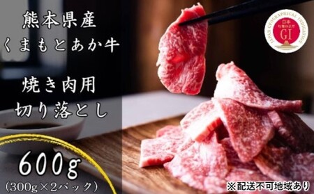 焼肉セット 炭火 牛肉 あか牛 600g 熊本県産 GI認証取得 くまもと 赤牛 熊本 和牛 肥後 焼き肉用 切り落とし 配送不可:離島 お肉