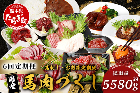 【定期便6回】馬肉づくし 「 馬刺し・お惣菜 定期便 」6回配送 本場 熊本県 馬さし 定期便 千興ファーム SQF 認証 安心安全 馬肉 ユッケ ハンバーグ カレー 新鮮 冷凍 ミシュラン 生食用 肉 菅乃屋 熊本 031-0507