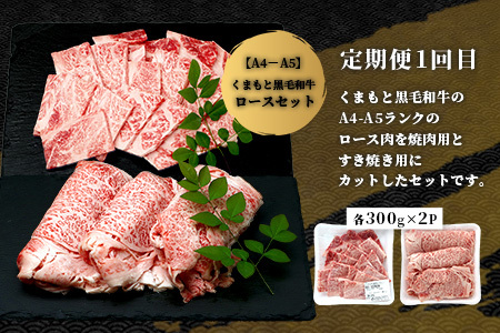 【定期便3回】くまもと黒毛和牛味わい定期便～合計1.8kg 《 黒毛 和牛 ロース 赤身 スライス 焼肉 》 焼き肉 すき焼き 霜降り 上質 ブランド牛 国産 牛肉 冷凍 熊本県 113-0520