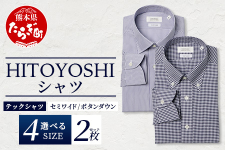 HITOYOSHI テックシャツ 長袖 柄の2枚セット【サイズ：L】 イージーケア 年間素材 速乾 軽量 日本製 ストライプ ギンガムチェック HITOYOSHI シャツ クールマックス 紳士用  110-0808-L