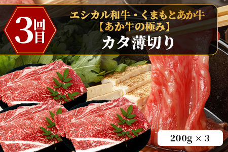 【定期便3回】エシカル和牛・くまもとあか牛《あか牛の極み》 スライス 定期便 (合計 1.6kg) SDGs 033-0517