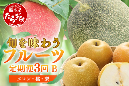 【フルーツ 3回 定期便B】2026年発送分 アンデス メロン・桃・梨 3回配送 旬 フルーツ 定期便 数量限定 熊本果物 092-0508
