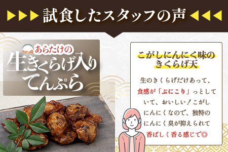 熊本グッドプロダクト賞 ! 生きくらげ入り てんぷら～焦がしニンニク入 4袋 セット 真空パック さつまあげ さつま揚げ つけあげ きくらげ キクラゲ 木耳 魚介 熊本県 多良木町 あらたけ蒲鉾店 102-0501