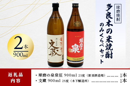 多良木の米焼酎のみくらべ 900ml×2本～球磨の泉・文蔵 015-0701