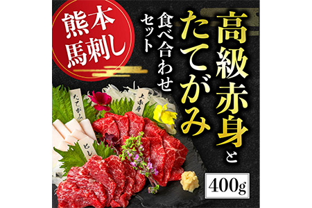 【国産】 熊本 馬刺し 高級赤身とたてがみ 食べ合わせセット 計400g 専用タレ付き 【 馬肉 馬刺し 赤身 たてがみ 食べ比べ 詰め合わせ お取り寄せ グルメ 冷凍 熊本名物 真空パック 送料無料 熊本県産馬刺し 国産馬刺し 高級馬刺し 新鮮馬刺し 熊本馬肉 刺身 馬刺し食べ比べ 】 058-0683