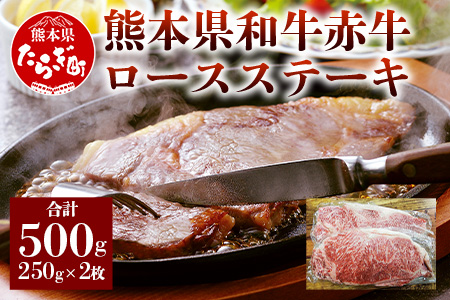 熊本県和牛赤牛 ロースステーキ 2枚 計500g 【 牛肉 冷凍 ステーキ ロースステーキ 赤牛ステーキ あか牛ステーキ 和牛 あか牛ロース 赤牛ロースステーキ 熊本産ステーキ BBQステーキ ギフト 贈り物 国産 九州産 熊本県 多良木町 送料無料 冷凍 】030-0230