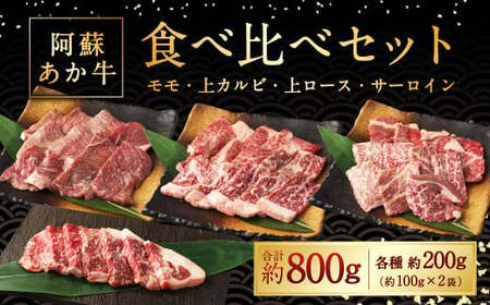 阿蘇 あか牛 食べ比べセット 約800g(モモ・上カルビ・上ロース・サーロイン 各約100g×2袋) 牛肉 肉 冷凍 国産 焼き肉 焼肉 BBQ