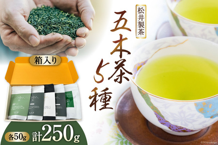 【栽培期間中農薬・化学肥料不使用】お茶 五木茶50g×5種セット 計250g [松井製茶 熊本県 五木村 51120217]