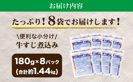 牛すじ煮込み 8パック 180g × 8袋《90日以内に出荷予定(土日祝除く)》熊本県 山江村 上球磨農産 牛 簡単調理 温めるだけ 大容量 約1.44kg 8食分 送料無料