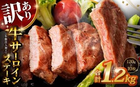 【訳あり】 牛サーロインステーキ（牛脂注入加工） 計1.2kg（120g×10枚） ワケあり 訳アリ 牛肉 サーロイン ステーキ お肉 肉 冷凍
