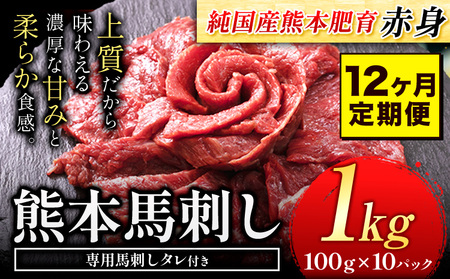 【12ヶ月定期便】赤身 馬刺し 1kg