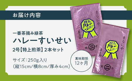 一番茶摘み緑茶ハレーすいせい2号(特上煎茶)250g 2本セット_B079-004
