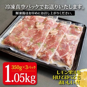 青とうがらしの辛味が効いた“特製塩だれ”で漬け込んだ 【BBQ専科】味付け豚ハラミ1.05kg_B140-009