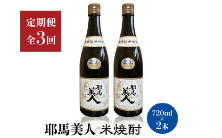 【定期便3回】「耶馬美人」720ml 25度 米 2本セット | お酒 耶馬美人 日本酒 地酒 焼酎 米焼酎 2本 セット 酒 アルコール 一升瓶 定期 定期便 大分県 中津市